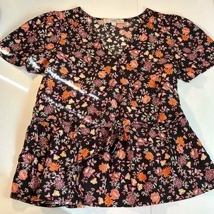Loft Floral Wrap Blouse, size Small, never worn